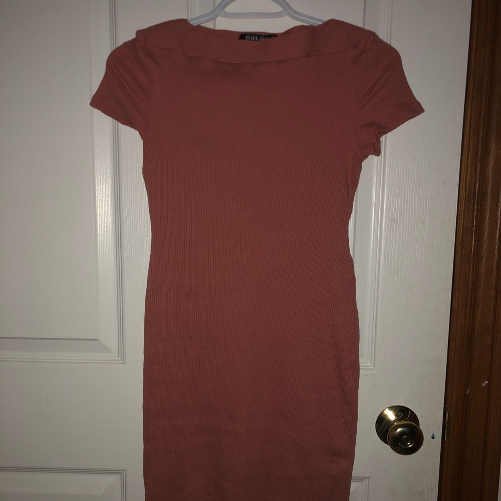 Women’s Dusty Rose coloured dress,  ribbed Tee style Size Small